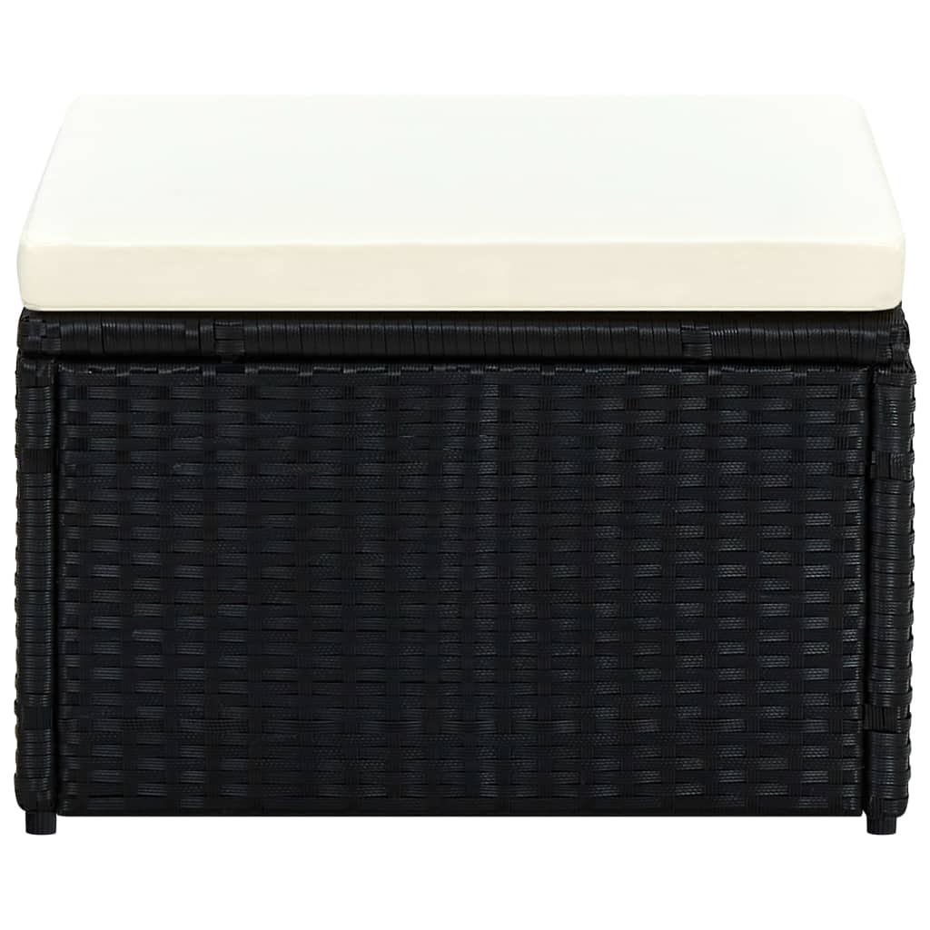 Thumbnail - vidaXL Hocker mit Kissen Poly Rattan 53×53×30 cm Schwarz