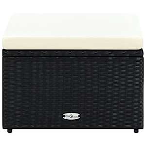 vidaXL Footstool Poly Rattan 53x53x30 cm Black