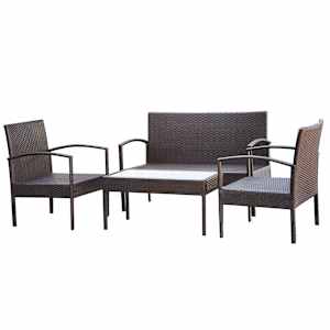 vidaXL 4 Piece Garden Lounge Set with Cushions Poly Rattan Brown