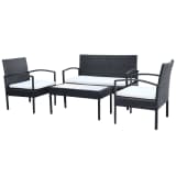 vidaXL Garten-Sofagarnitur 7-tlg. Poly Rattan Schwarz