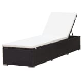 vidaXL Sunlounger with White Cushion Brown Poly Rattan 76.8"x23.6"x12.2"