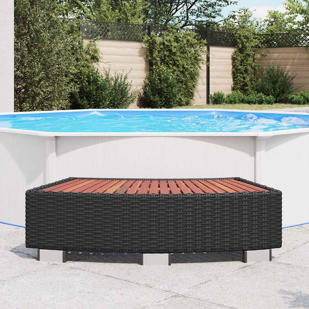 vidaXL Treaptă pentru spa, negru, 92 x 45 x 25 cm, poliratan