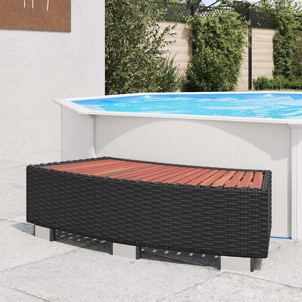vidaXL Treaptă pentru spa, negru, 92 x 45 x 25 cm, poliratan