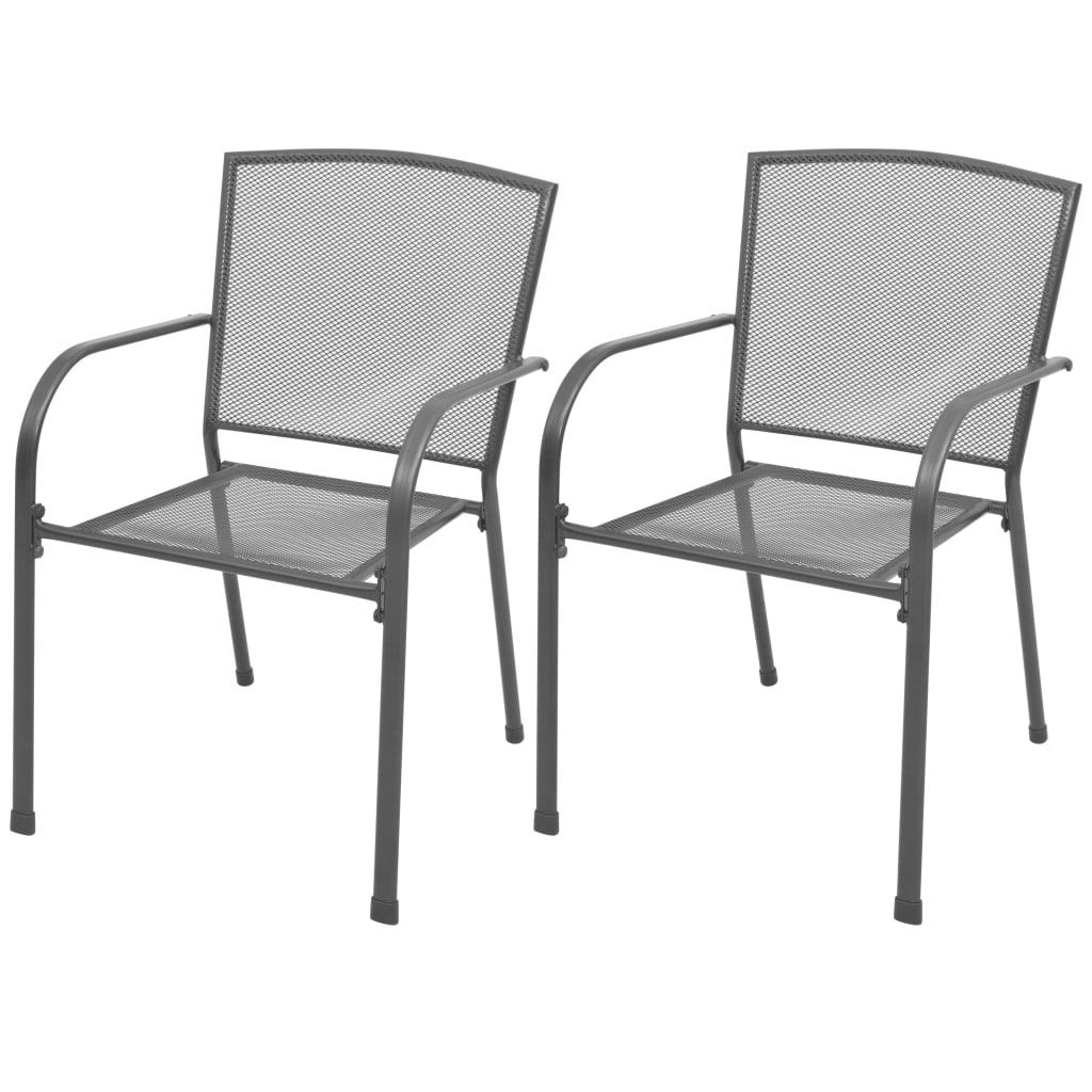 Stackable Garden Chairs 2 Piece Steel Grey