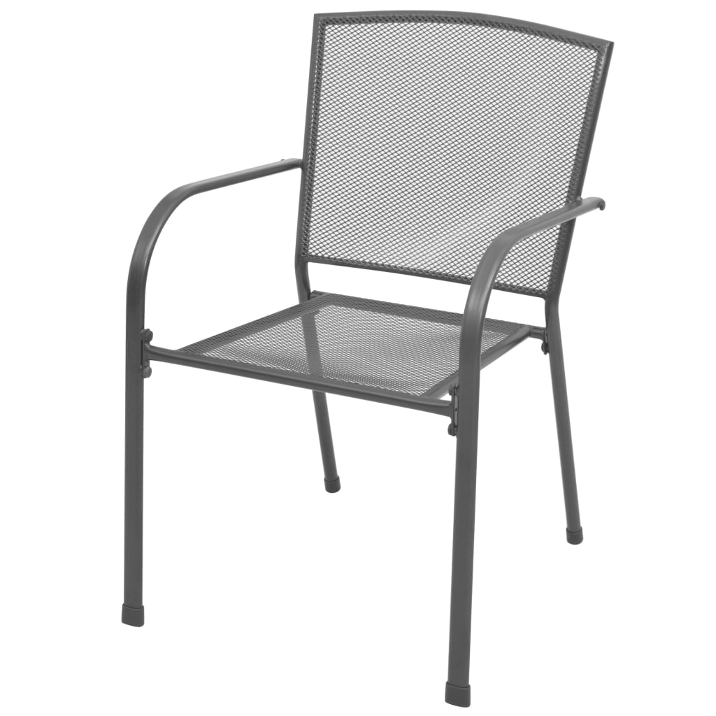 2 db szürke rakásolható acél kerti szék 