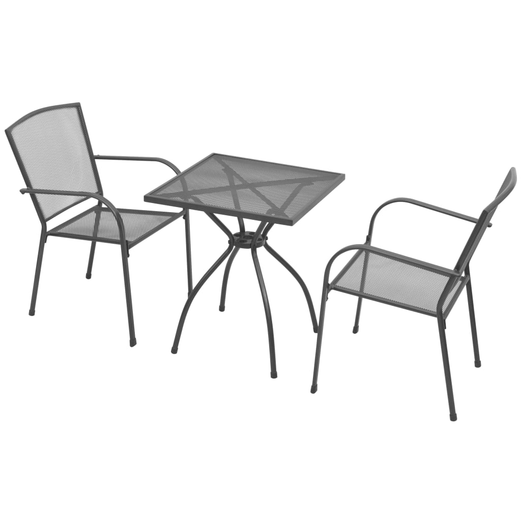 vidaXL Set mobilier de bistro, 3 piese, antracit, oțel