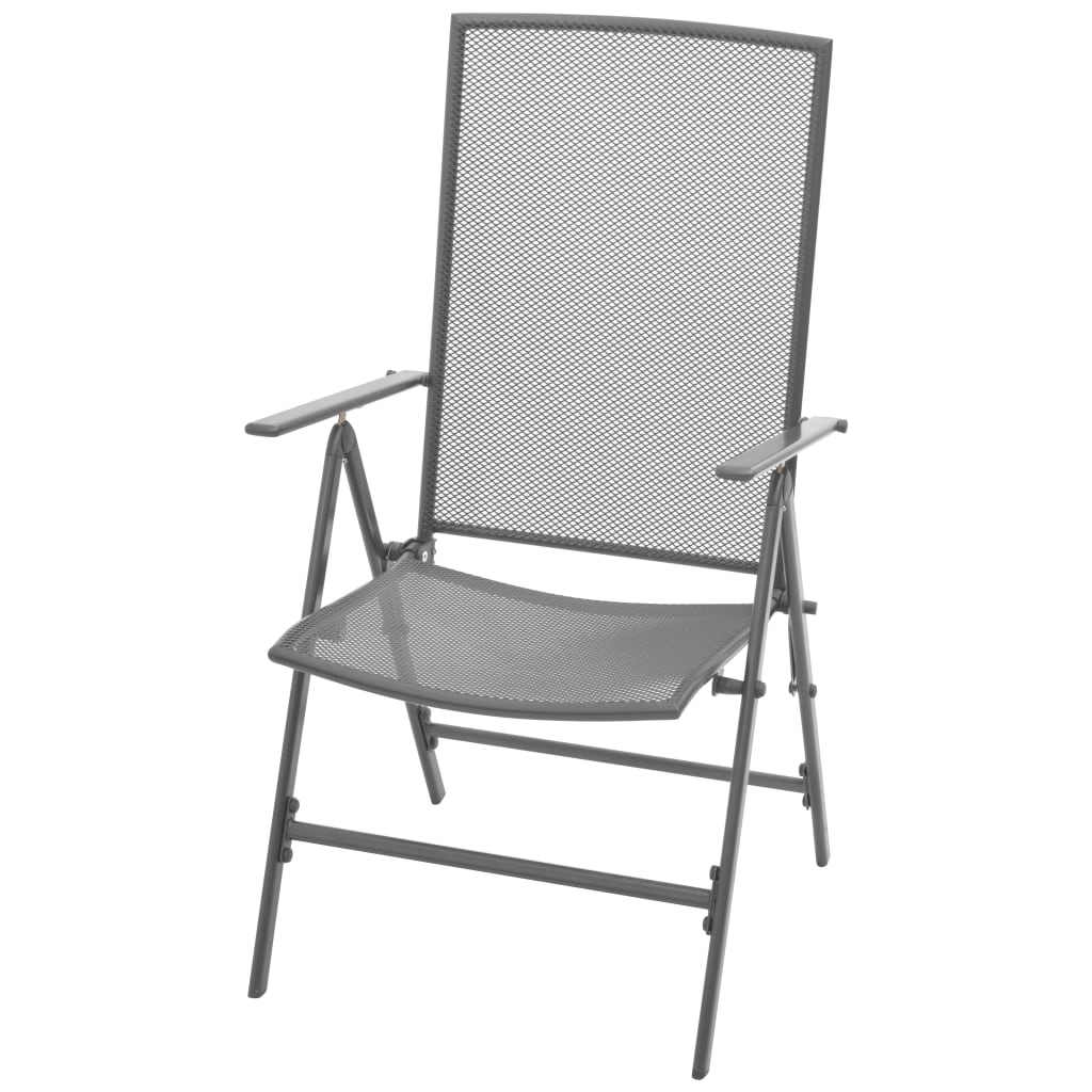2 db szürke rakásolható acél kerti szék 