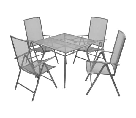 Vidaxl Outdoor Reclining Dining Set 5 Pieces Steel Mesh Garden Table Vidaxl Outdoor Reclining Dining Set 5 Pieces Steel Mesh