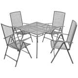 vidaXL Jeu de mobilier d'extérieur inclinable 5 pcs Maille d'acier