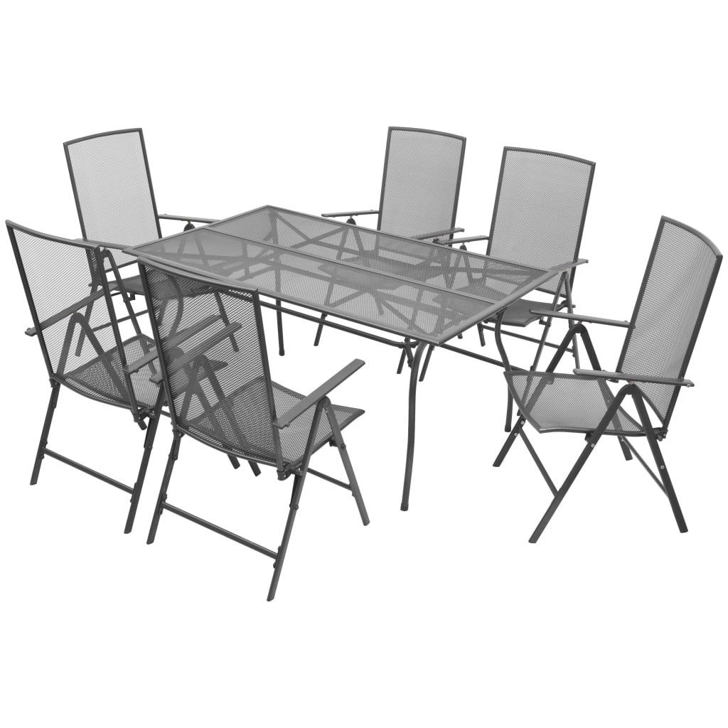 vidaXL Set mobilier exterior cu scaune pliante, 7 piese antracit, oțel vidaXL