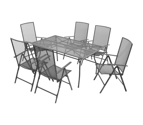 Vidaxl Outdoor Reclining Dining Set 7 Pieces Steel Mesh Co Uk Vidaxl Outdoor Reclining Dining Set 7 Pieces Steel Mesh 1 11
