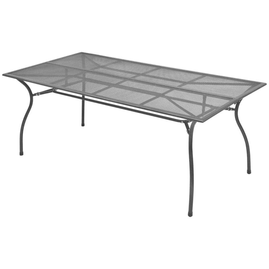 vidaXL Set de mesa y sillas plegables de jardín 9 piezas acero gris