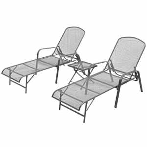 Ležalniki 2 kosa z mizico jeklo antracitni