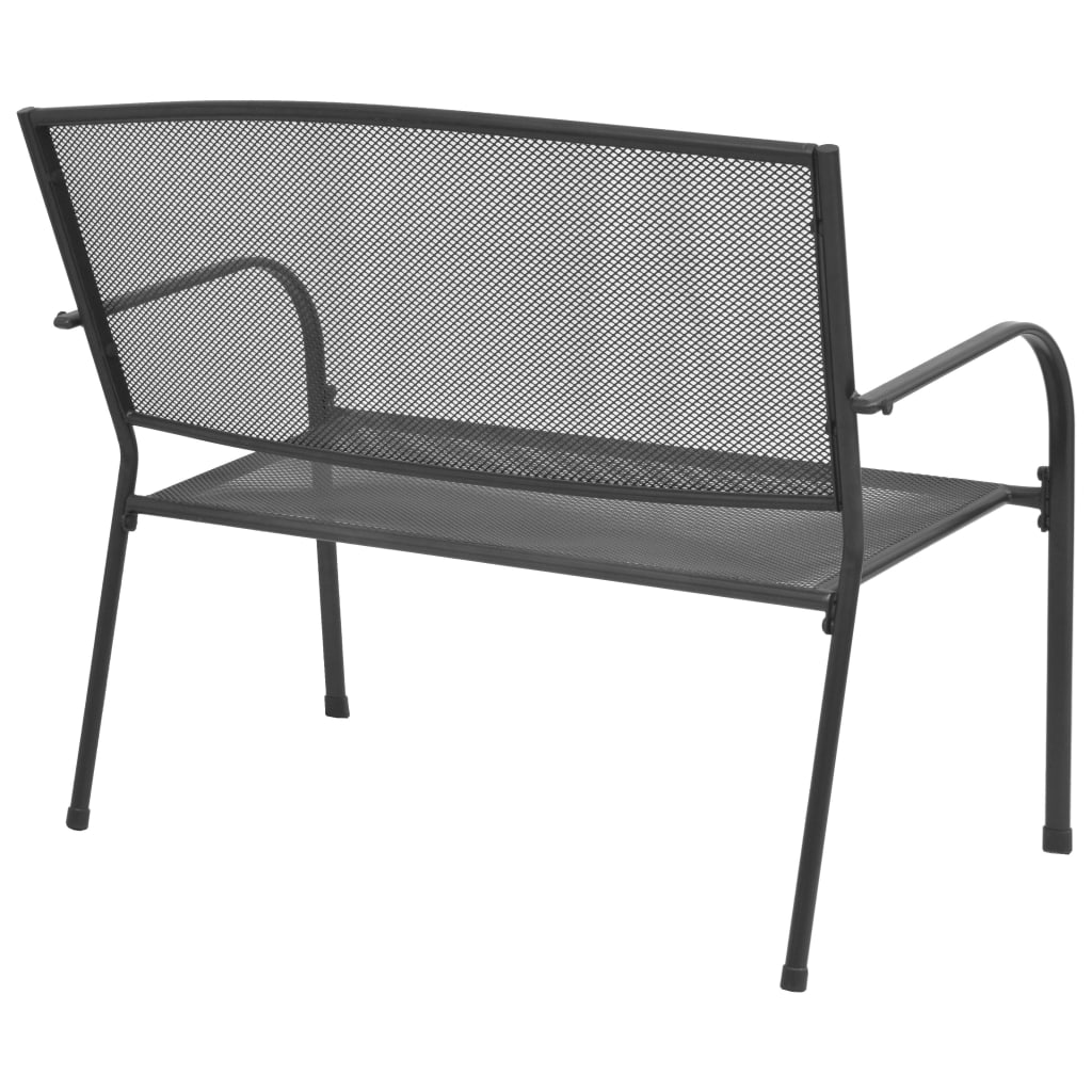 vidaXL Puutarhapenkki 108 cm teräs ja verkko antrasiitti