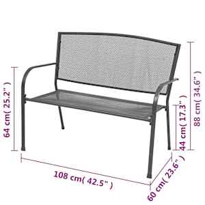 Zahradní lavice 108 cm ocel a pletivo antracitová - obrázek 6