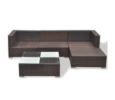 VidaXL 5 Piece Garden Lounge Set With Cushions Poly Rattan Brown ...