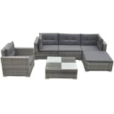 vidaXL Garden Lounge Set 17 Pieces Poly Rattan Grey