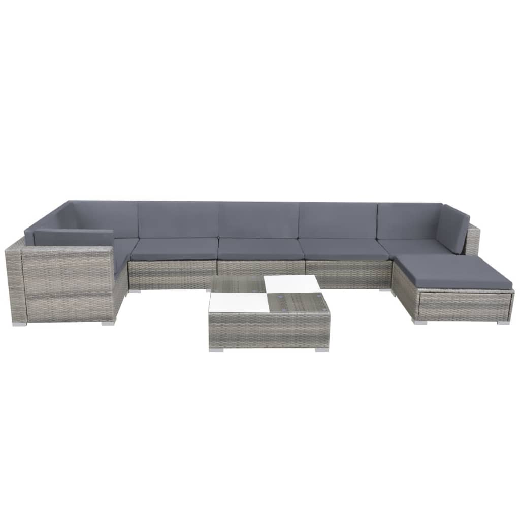Thumbnail - vidaXL 8-tlg. Garten-Lounge-Set mit Kissen Poly Rattan Grau