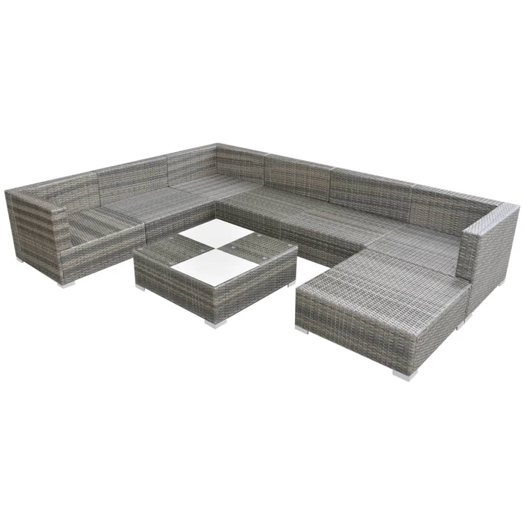 Thumbnail - vidaXL 8-tlg. Garten-Lounge-Set mit Kissen Poly Rattan Grau