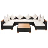 vidaXL Mobilier de jardin 21 pcs Résine tressée Dessus en WPC Noir