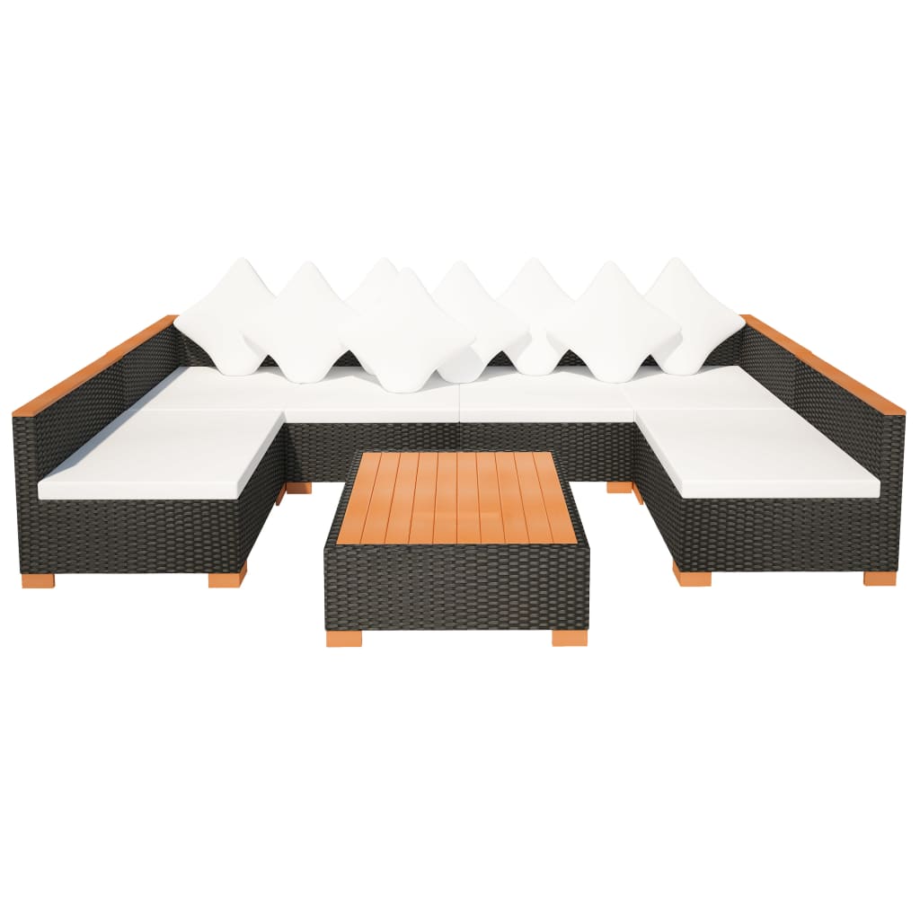 vidaXL 7-delige Loungeset met kussens poly rattan zwart afbeelding