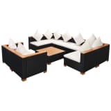 vidaXL Mobilier de jardin 27 pcs Résine tressée Dessus en WPC Noir