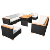 vidaXL Mobilier de jardin 32 pcs Résine tressée Dessus en WPC Noir