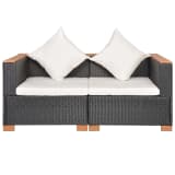 vidaXL Jeu de Canapé de jardin 6 pcs Résine tressée Dessus en WPC Noir