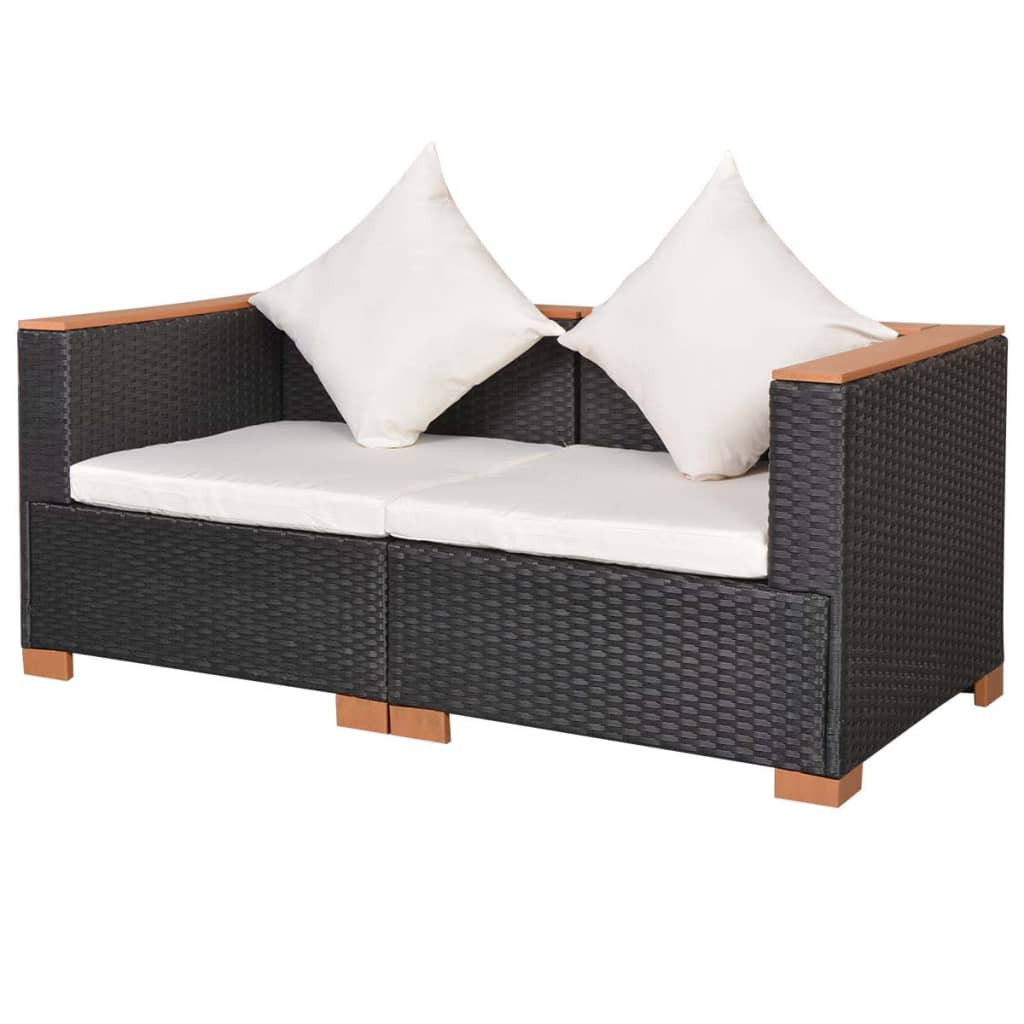 vidaXL Tuinbanken set poly rattan HKC zwart 6-delig