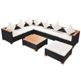 vidaXL Loungeset poly rattan HKC blad zwart 22-delig