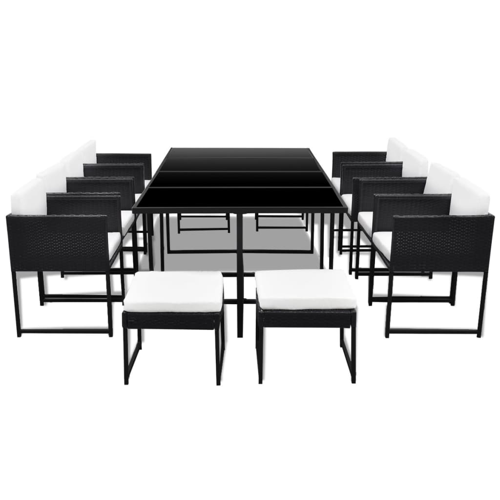 

vidaXL 13-delige Tuinset met kussens poly rattan zwart
