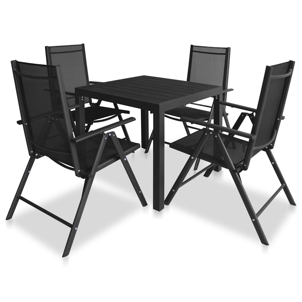 VidaXL Ensemble à Manger D'extérieur 5 Pcs Aluminium Et WPC Noir