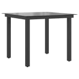 vidaXL Mesa de jantar p/ jardim vidro e alumínio 80x80x74 cm preto