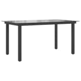 vidaXL Table à manger de jardin Verre Aluminium Noir 150 x 90 x 74 cm