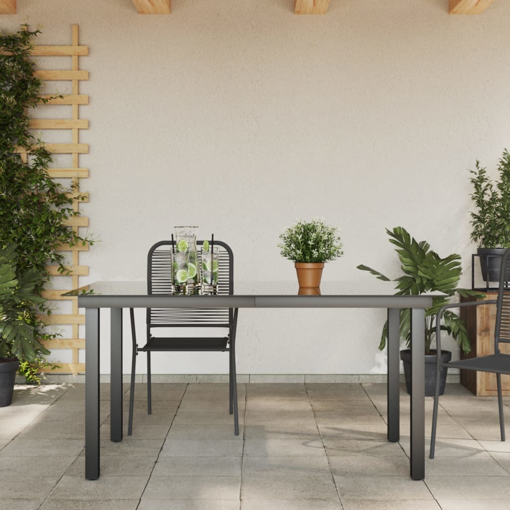 vidaXL Tuintafel 150x90x74 cm aluminium en glas zwart afbeelding