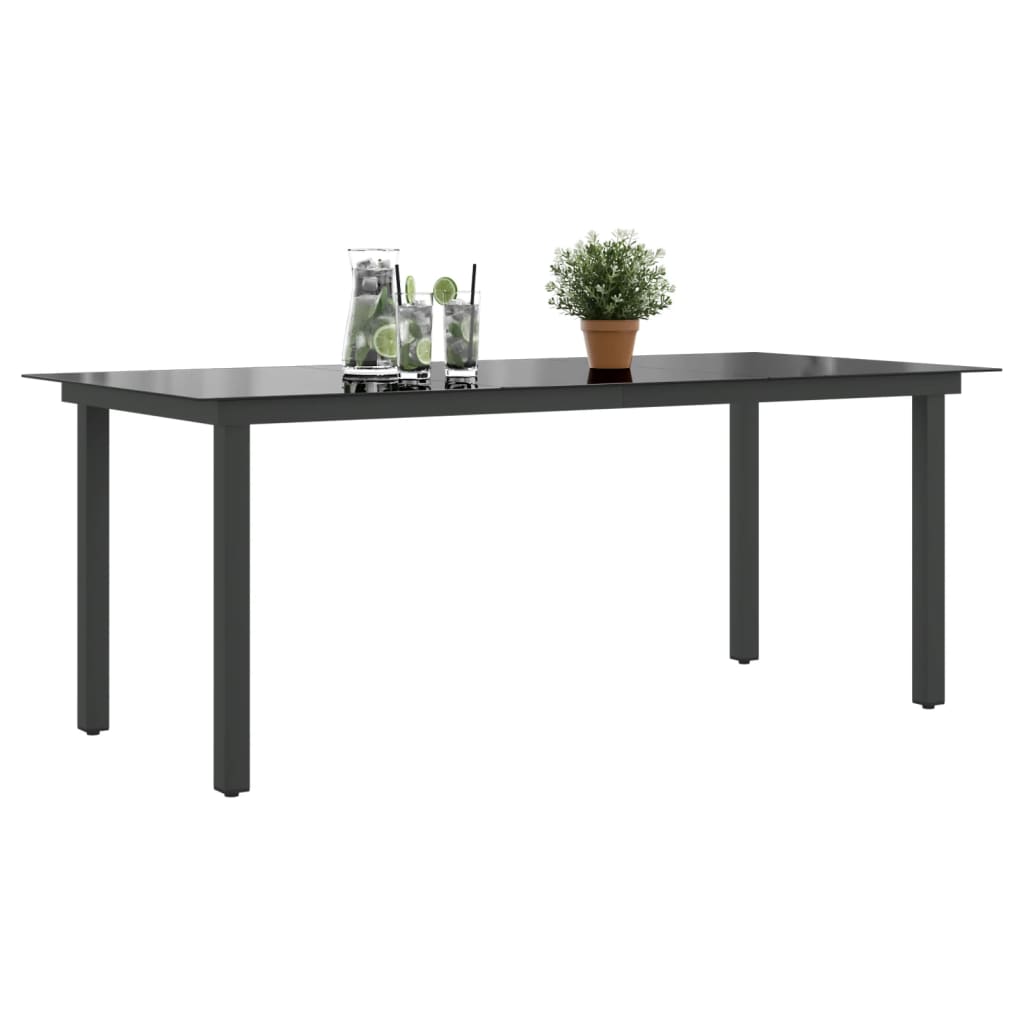 vidaXL Patio Table Black 74.8"x35.4"x29.1" Aluminium and Glass