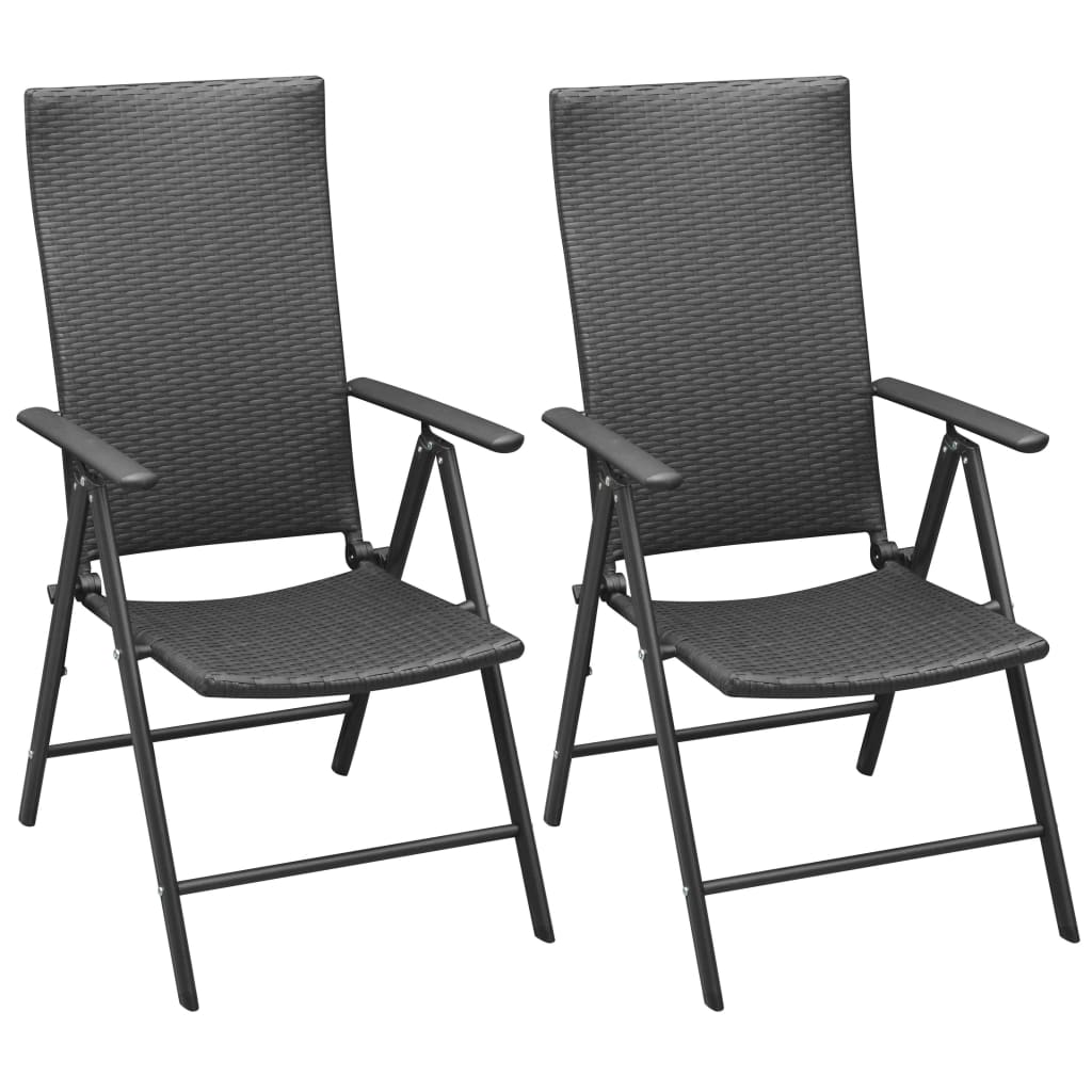 Stackable Garden Chairs 2 Piece Poly Rattan Black