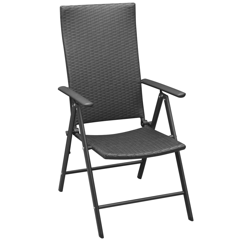 2 db fekete rakásolható polyrattan kerti szék 