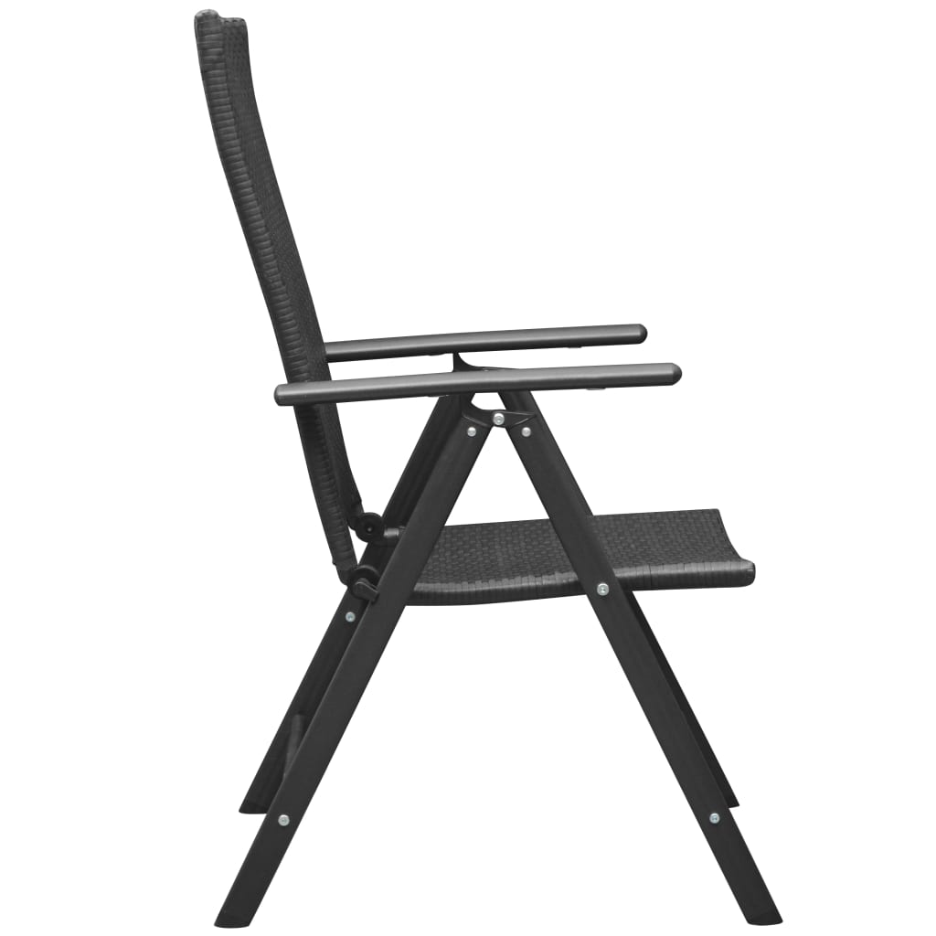 2 db fekete rakásolható polyrattan kerti szék 