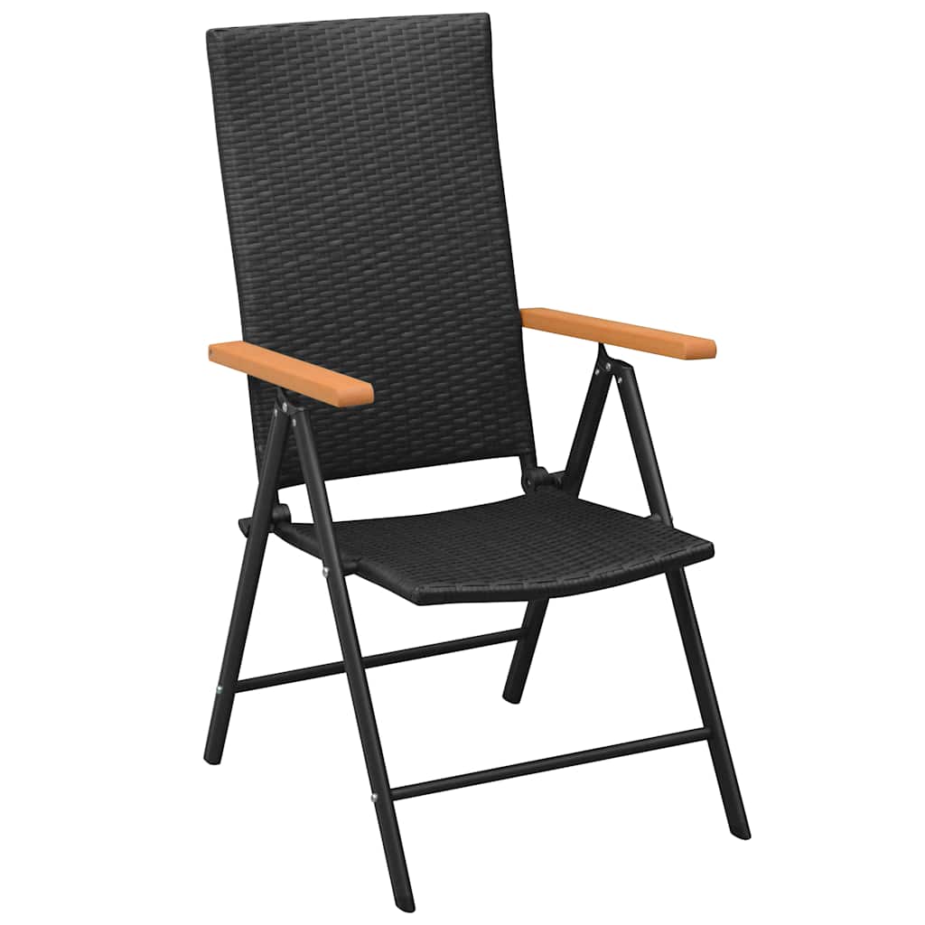 vidaXL Tuinstoelen stapelbaar 2 st poly rattan zwart afbeelding