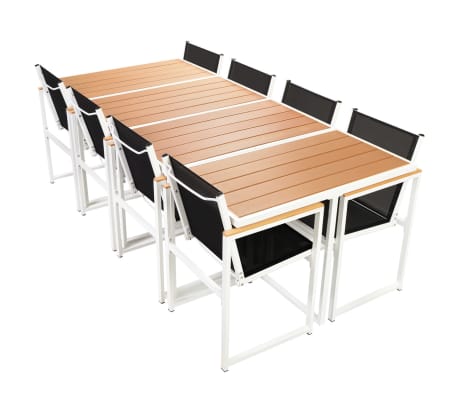 vidaXL Set comedor de jardín 9 piezas aluminio y superficie mesa WPC