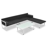 vidaXL Garten-Sofagarnitur 13-tlg. Textilene Aluminium Schwarz Weiß