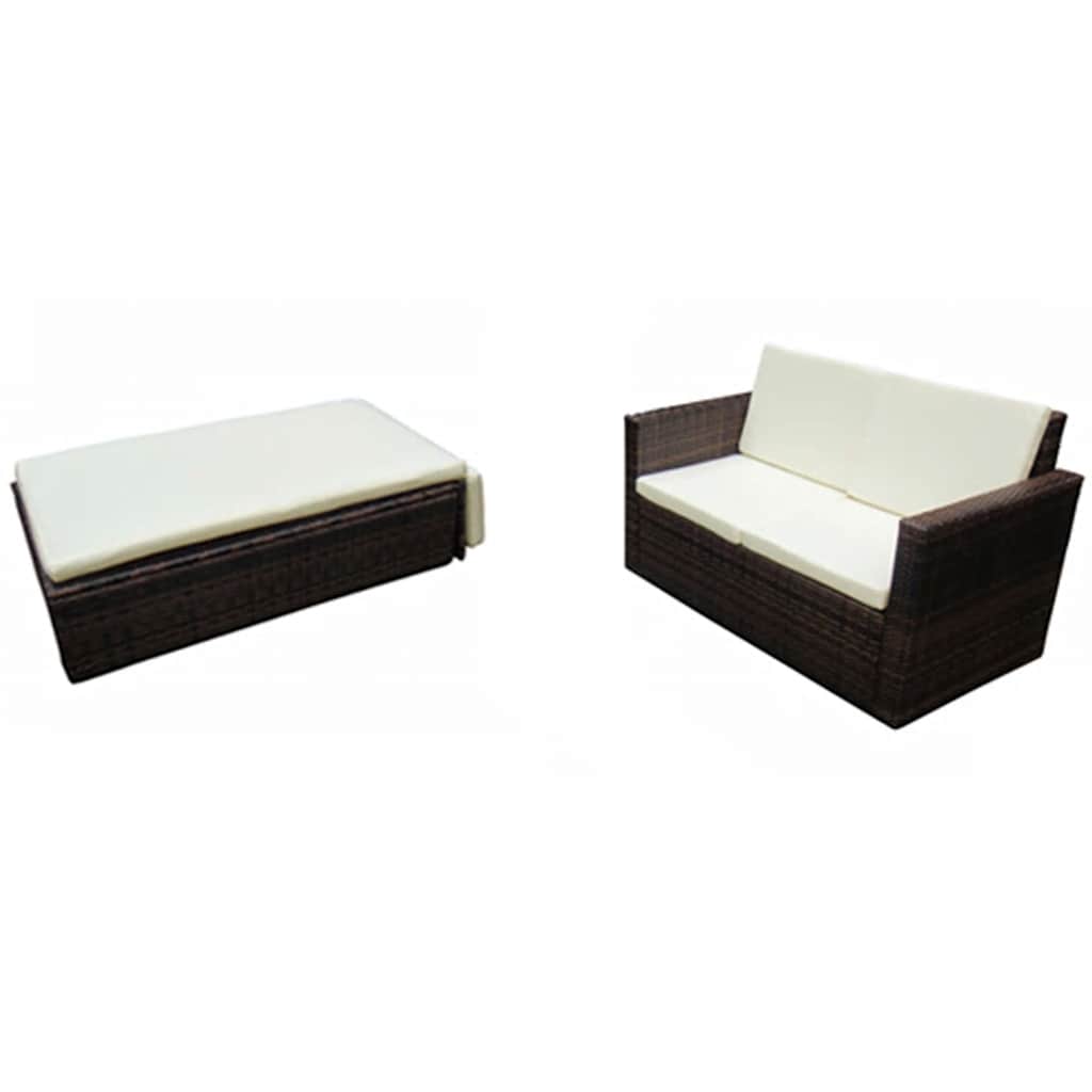 Thumbnail - vidaXL 2-tlg. Garten-Lounge-Set mit Kissen Poly Rattan Braun