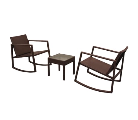 vidaXL Set da Bistro 3 pz in Polyrattan Marrone