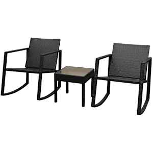 3dílný bistro set polyratan černý - obrázek 1