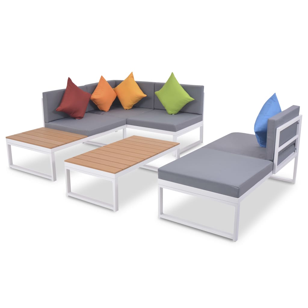 Thumbnail - vidaXL 4-tlg. Garten-Lounge-Set mit Auflagen Aluminium und WPC