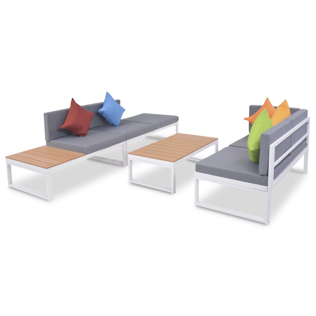 Thumbnail - vidaXL 4-tlg. Garten-Lounge-Set mit Auflagen Aluminium und WPC