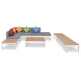 vidaXL Garden Corner Sofa and Sunlounger Set 20 Pieces Aluminum WPC