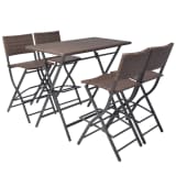 vidaXL Garten-Essgruppe 5-tlg. Poly Rattan Braun