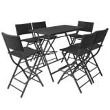 vidaXL Garten-Essgruppe 7-tlg. Poly Rattan Schwarz